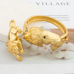 Luxury Bangle with Ring Jewelry Set for Party African Animal Design Cuff Bangle Finger Ring Set for Weddings Bracelet Jewelry