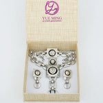 Hot Sale Fashion Ladies Necklace Jewelry Set Face Shape Chain Pendant Design Large Earrings Ring Luxury Jewelery Set Nigerian