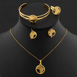 African Small Children Jewelry Set Classic Gold Color Necklace Pendant Earrings Bangles Ring Copper Material Quality Jewelry