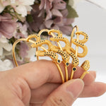 Fashion Women Gold Color Cuff Bangle with Ring African Snake Design Dubai Luxury Italy Bracelet Wedding Jewelry Set