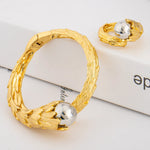 2025 Trend New Gilding Ring and Bangle for Bride Spiral Leaf Luxury Jewelry Accessories For Party Wedding Women's Day