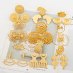 9Sets/lot Gold Color Earrings and Ring Nigeria Dubai Jewelry Sets for Women African Bride Wedding Italy Banquet Bohemia Earring