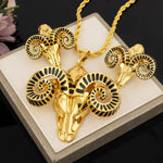 Women Men Luxury Copper Earrings Necklace Set Personality Trendy Handmade Bull Head Shape Jewelry Accessory Apply to Party Ball