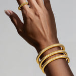 Dubai New Design Elastic Bracelets Gold Plated Ring Set America Vintage Twisted Jewelry Set For Women Wedding Party Jewelry Gift