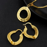 24K Gold-plated Two Piece Copper Jewelry Set Waterproof Earrings Warped Geometry Necklace Apply to America India Party Wedding