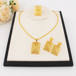 YM Gold Color Rectangle Shape Women Jewelry Set Mid East Noble Earrings Ring Necklace Jewelry Wholesale Gift for Party Wedding