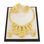Gold Color Luxury Noble Women Jewelry Set With Necklace Bracelet Ring Earrings Trendy Design Jewelry Gift For Party Wedding