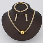 2025 Dubai New Fashion Women Jewelry Set Africa Shiny Earrings Bracelet Gold Color Necklace Gift For Party Banquet Anniversary
