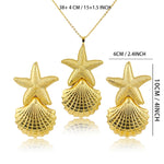 Dubai Fashion Jewelry Starfish Shape Women Jewelry Set Necklace Earrings Ring Gold Jewelry Gift Wedding Party Bridal Jewelry