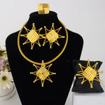 Saudi Arabia Gold Color Luxury Indian Jewelry Sets Necklace Earrings Bangle Ring African Wedding Party Traditional Jewelry Gifts