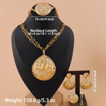Nigerian jewelry set for women big pendant necklace fashion bride African gold necklace earrings ring bracelet party jewelry