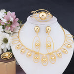 Fashion Gold Plated Necklace Earrings Bracelet Ring Set for Women Irregular Hollow Design Jewelry for Party Wedding Banquet