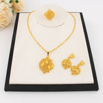 YM Gold Color Complex Patterns Women Jewelry Set Mid East Dubai Earrings Ring Necklace Jewelry Wholesale Gift for Mother's Day