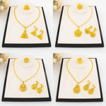 Luxury Arabic Gold Wedding Jewelry Set Gold Plated Dubai Bridal Necklace Earrings Ring Nigeria Women Vintage Jewelrys Gift