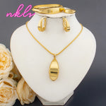 Fashion Necklace Hoop Earrings Ring Bracelet Pendant Dubai Women Golden Color Jewelry Sets African Jewelry Set for Party Gift