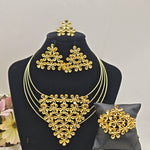 Ethiopia Elegant Jewelry Set Brazilian Flower Shape Necklace Earrings Luxury Bangle And Ring For Dubai Party Mother's Day Gift
