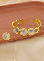 Delicate Colorful Zircon Stainless Steel Gold Color Adjustable Bracelet Fashion Open Ring High Quality Jewelry Gift For Wedding