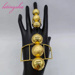 Luxury Gold Color Jewelry Set for Women African Fashion Tassel Round Beads Earrring Pendant Bangle Ring Set Wedding Party Gift