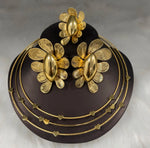 New Luxury Metal Chain Bracelet Earrings Set For Women Gold Color Thick Link Chain Open Bangle Female Fashion Jewelry Gift