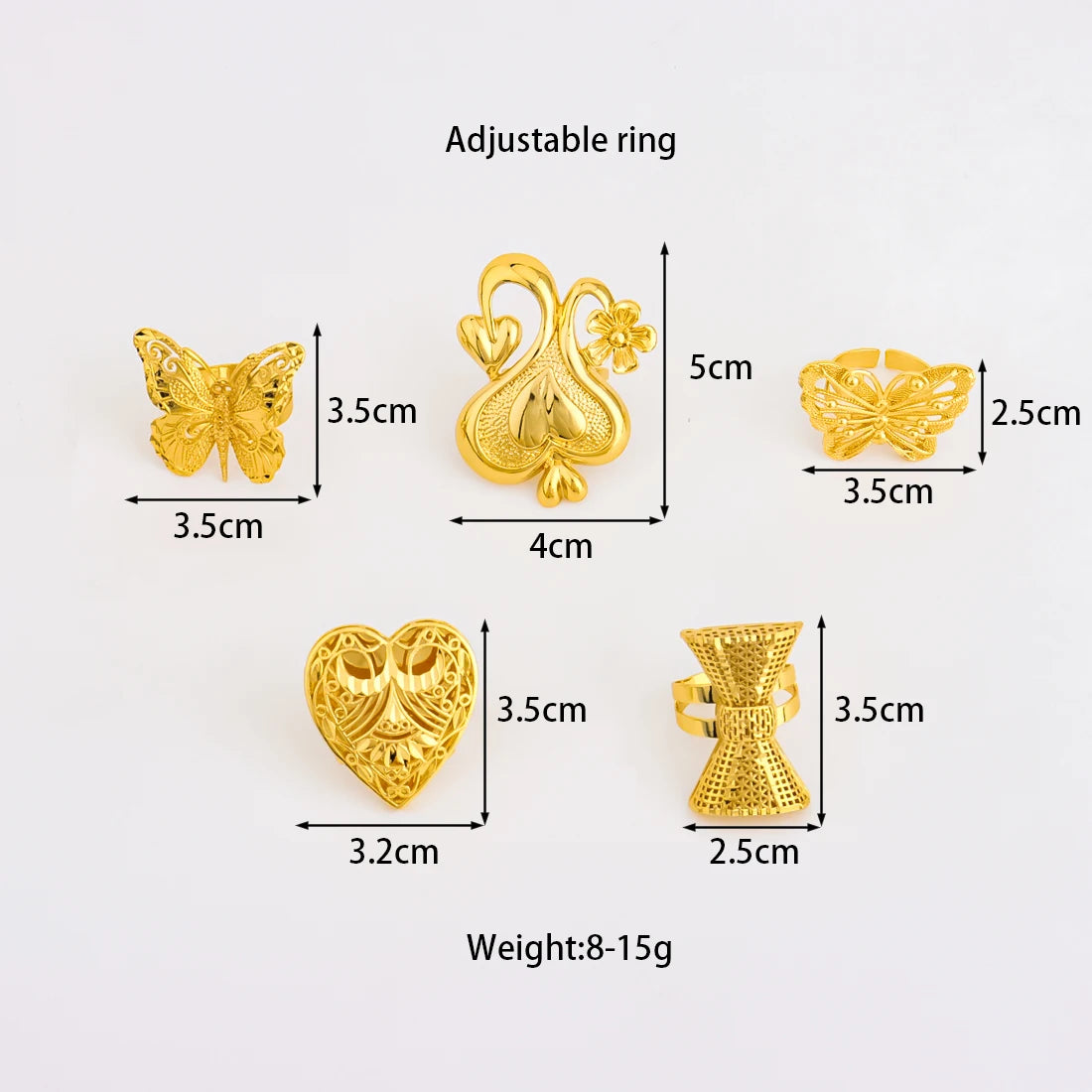Bagues tendance couleur or 2025 pour femmes, bijoux charmants, amour et papillon, accessoires pour banquet de mariage