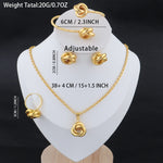 4pcs Set Classic Trendy Gold Color Circle Fried Dough Twist Necklace Earring Bracelet Ring for Women Design Sense Gifts