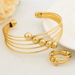 dubai bracelet ring set for woman jewelry luxury Gold Plated Bracelet Wedding Party Jewelry Anniversary Gifts