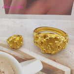 Bangle With Women Ring Colorful Jewelry Nigerian 18K Gold Plated Bracelet Wedding Party Gift Dubai Hollow Out Design Bracelet