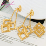 Dubai Fashion Classic Jewelry Set For Lady Gold Color Round Design Earrings and Rings Sets African Weddings Party Jewellery