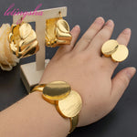 Classic Large Hoop Earrings and Bangle Ring Fashion Jewelry Set for Women Weddings Bride Trendy Bracelet and Earrings Jewelry