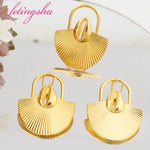 Brazilian Earrings and Ring Jewelry Set African Gold Plated for Women New Design Earrings and Finger Ring Set for Jewelry Gift
