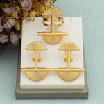 African Golden Jewelry Set for Women 18K Gold Plated Earrings Rings Eye Design Wedding Bride Arab 2Pcs Set Jewelry Accessories