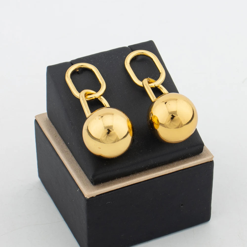 Fashion Ball Drop Earrings Minister Gold Color Dangling Ear Stud Trendy Party Jewelry Hiphop Thick Bead Earrings for Women