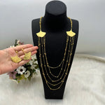 Dubai America Gold Color Jewelry Set for Women Elegant Ginkgo Leaf Chain Hoop Earrings Long Tassels Jewelry Set Party Gift