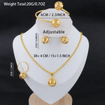 Fashion Gold Color Hollow circle Jewelry New Fashion Metal Jewelry Three-dimensional Ring Earring Necklace Four Piece Set Gift