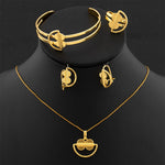 Dubai Small Necklace Earrings Ring Bangle Set Luxury Jewelry Sets Child Copper Copper Material Harmless Non Allergenic Jewelry