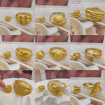 18K Gold Plated Bracelet Women Jewelry Nigerian Bangle With Ring Colorful Wedding Party Gift Dubai Hollow Out Design Bracelet