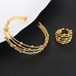 France Exquisite Woman Bracelet And Ring Africa Classical Multi Chain Multi Beads Jewelry Set Party Wedding Engagement Gift