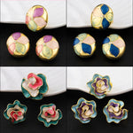 4Pcs Fashion Textured Heart Flower Shape Earrings Ring Set for Women Gold Color Stainless Steel Earring Jewelry Gift Wholesale