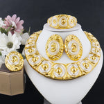 Dubai 18K Gold Plated Bridal Jewelry Set Heavy Necklace Bracelet Ring Earrings Party Wedding Classic Jewelry Gift Set Wholesale