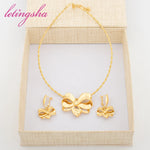 Luxury Elegant Bowknot Design Jewelry Set Women African Dubai Gold Color Fashion Necklace Earrings Set for Graceful Ladies Gift