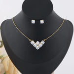 Brilliant Zirconia Jewelry Sets for Women Flower Shape Earrings Necklace Set Apply to France Italy Bridal Accessories Party