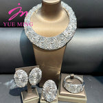 Luxurious Jewelry Set Big Bracelet Ring Necklace and earrings set for women 18k Gold Plated Jewelry Anniversary Gift