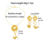 African Gold Jewelry Set Women Indian Long Necklace Earrings Nigeria 24K Gold Plated Fashion Jewelry Dubai Wedding Gift