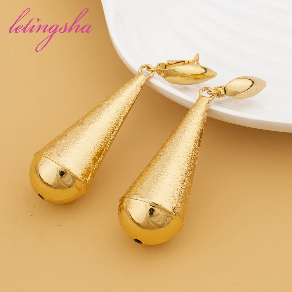 Copper Vintage Chunky Water Drop Earrings For Women Gold Plated Large Hollow Earring Statement Daily Wear Jewelry Birthday Gifts