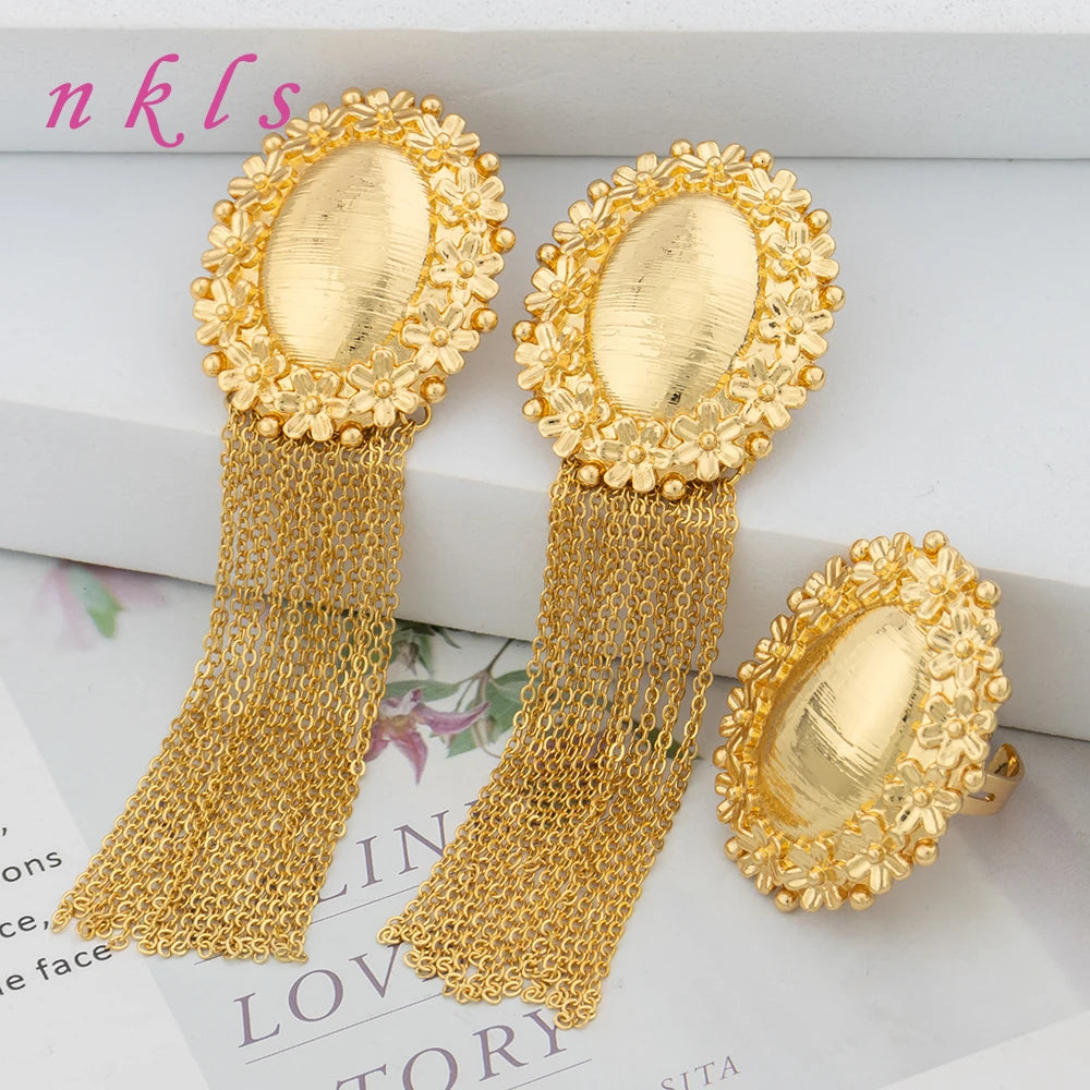 Fashion Earrings Jewelry Sets For Dubai Retro Italian Luxury Round Jewelry Set For Copper Earrings For Party Gifts Accessories