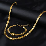 Fashion 18k Gold Necklace Stainless Steel Beads Bracelet for Women Anniversary Valentines Day Gifts Aesthetic Jewelry