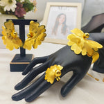 Fashion Gold Plated Charm Bracelet Earrings Ring Set for Women Girl Noble Luxury Jewelry Gift for Party Wedding Banquet