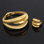 Luxury Gold Color Dragon Claw Shape Bangle Ring Set for Women Man Dubai Nigeria Noble Bracelet Rings Design Jewelry Gift Party