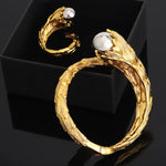 Bracelet For Women Gold Plated Woven Pattern Copper Zircon Bangle And Ring Dubai Jewelry Nigeria Trending Wedding Party Gift