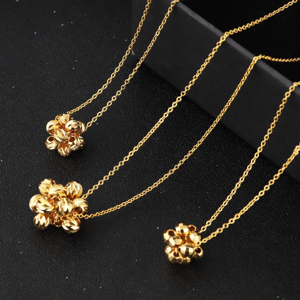 Fashion Gold Color Jewelry For Women Gold Color Stainless Steel Pendant Necklace Earring Set Party Gifts